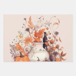 Boho pompoen herfst inpakpapier vel