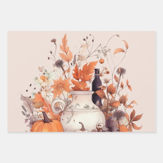 Boho pompoen herfst inpakpapier vel (Voorkant)