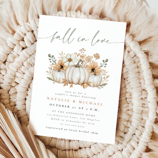 Boho Pompoen Herfst Verliefd Koppel Bruiloft Feest Kaart