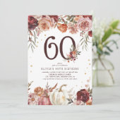 Boho pompoen herfstbloei 60e verjaardag kaart (Staand voorkant)