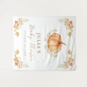 Boho Pompoen Herfstloof Baby Shower Feest Wandkleed (Voorkant (horizontaal))