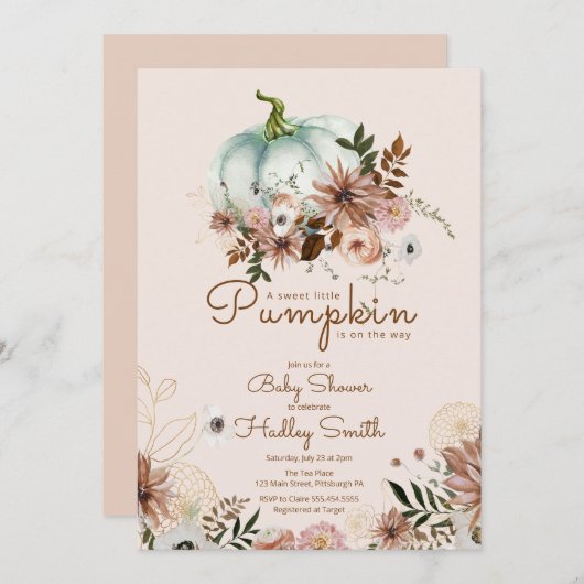 Boho pompoen is op komst baby shower kaart (Voorkant / Achterkant)