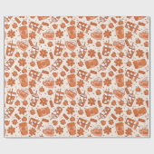 Boho Pompoen Latte Coffee Floral Girly Herfst Herf Cadeaupapier (Vlak)