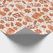 Boho Pompoen Latte Coffee Floral Girly Herfst Herf Cadeaupapier (Hoek)