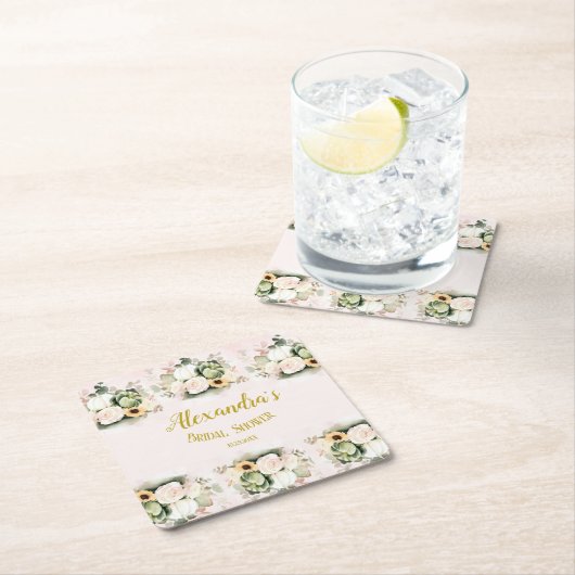 Boho Pompoen Pampas Gras Elegante Bruidsdouche Kartonnen Onderzetters (Insitu)