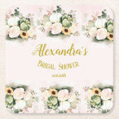 Boho Pompoen Pampas Gras Elegante Bruidsdouche Kartonnen Onderzetters (Voorkant)