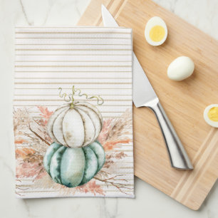 Boho pompoen pampas gras Franse land strepen Theedoek