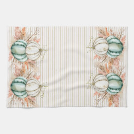 Boho pompoen pampas gras Franse land strepen Theedoek
