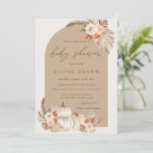 Boho Pompoen Pampas Grass Bloemenboog Baby shower Kaart (Staand voorkant)