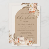 Boho Pompoen Pampas Grass Bloemenboog Baby shower Kaart (Voorkant / Achterkant)