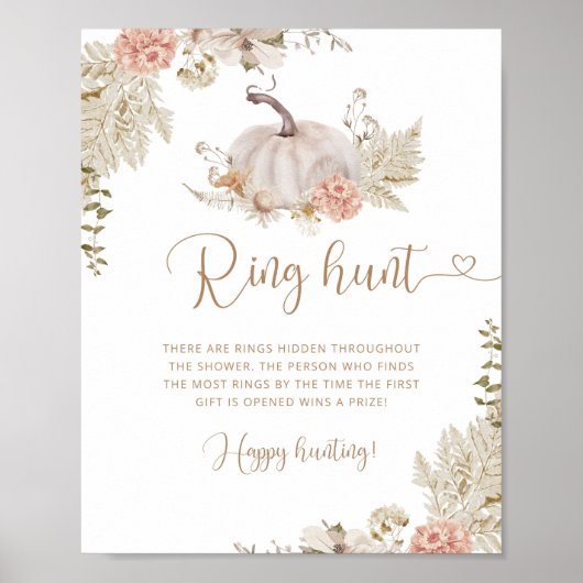 Boho pompoen ring jacht bruidsdouche spel poster (Voorkant)