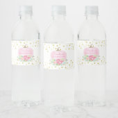 Boho Pompoen Roze & Goud Baby shower Waterfles Etiket (Flessen)