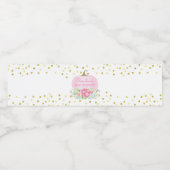 Boho Pompoen Roze & Goud Baby shower Waterfles Etiket (Enkel label)