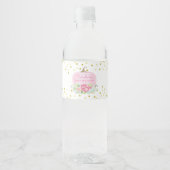 Boho Pompoen Roze & Goud Baby shower Waterfles Etiket (Voorkant)