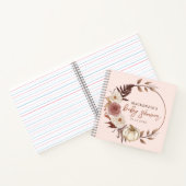 Boho Pompoen Roze Meisje Baby Shower Gastboek Notitieboek (Binnen)