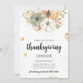 Boho Pompoen Thanksgiving Diner Kaart (Voorkant)