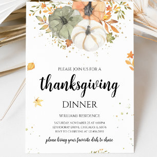 Boho Pompoen Thanksgiving Diner Kaart