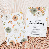 Boho Pompoen Thanksgiving Diner Kaart