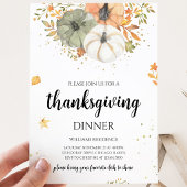 Boho Pompoen Thanksgiving Diner Kaart