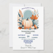 Boho Pompoenblad Herfst Flora Thanksgiving Feest Kaart (Voorkant)
