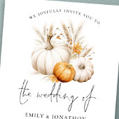 Boho pompoenen grassen QR code bruiloft Kaart