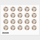 Boho Pompoenen Krans Herfst Bruiloft Borrel Ronde Sticker (Vel)