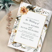 Boho Pompoenen met Wildbloemen Bruiloft Kaart