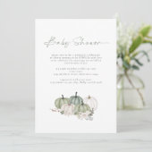 Boho pompoenen Sage Groen Baby shower Kaart (Staand voorkant)