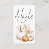 Boho Pompoenen Script QR Code Bruiloft Details Informatiekaartje (Voorkant)