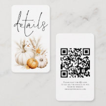 Boho Pompoenen Script QR Code Bruiloft Details