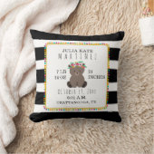 Boho Pompom Stripe Beer Baby Girl Birth Stats Kussen (Deken)