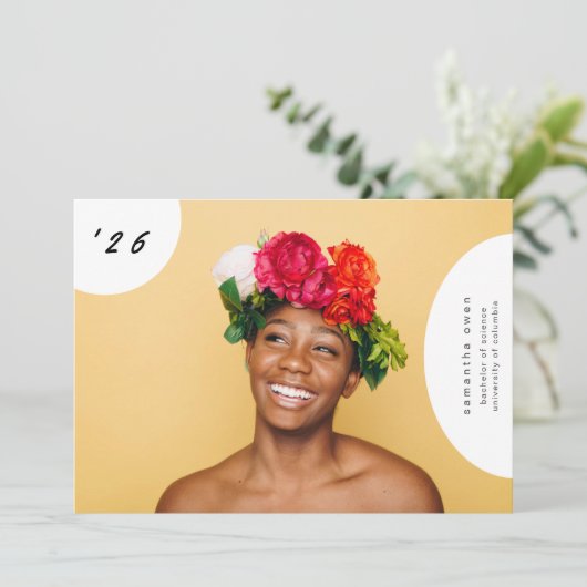 Boho Pop Fun University Senior Afstuderen twee fot Aankondiging (Staand voorkant)