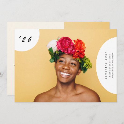 Boho Pop Fun University Senior Afstuderen twee fot Aankondiging (Voorkant / Achterkant)