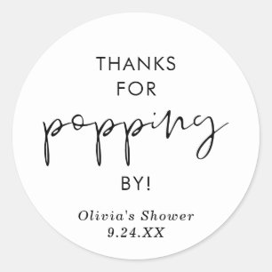 Boho Popcorn Favor Sticker, Bedankt voor uw komst Ronde Sticker