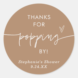 Boho Popcorn Favoren, Bedankt voor het langskomen  Ronde Sticker