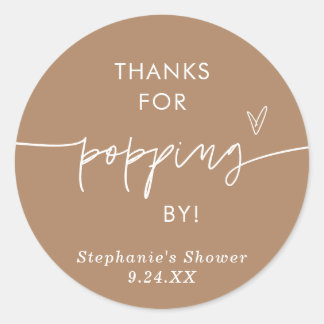 Boho Popcorn Favoren, Bedankt voor het langskomen Ronde Sticker