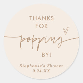 Boho Popcorn Favorieten, Bedankt voor het Langskom Ronde Sticker