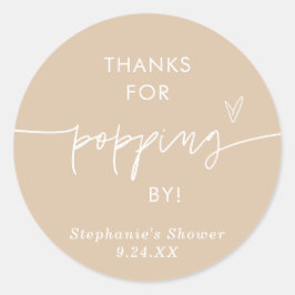 Boho Popcorn Favorieten, Bedankt voor het Langskom Ronde Sticker