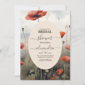 Boho Poppy Wildflower Botanical Bridal Kaart (Voorkant)