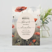 Boho Poppy Wildflower Botanical Bridal Kaart (Staand voorkant)