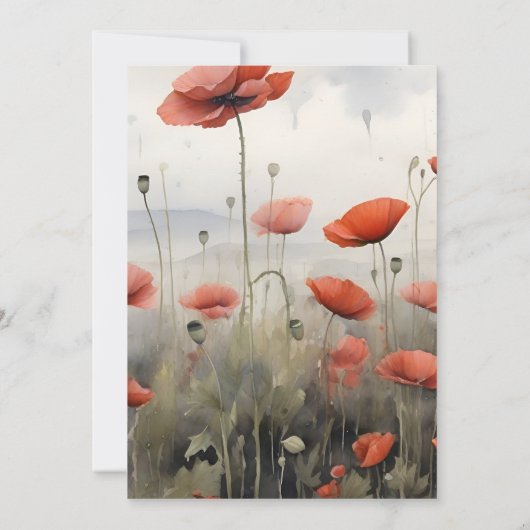Boho Poppy Wildflower Botanical Bridal Kaart (Achterkant)