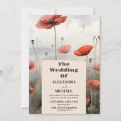 Boho Poppy Wildflower Botanische bruiloft Kaart (Voorkant)