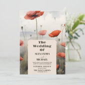 Boho Poppy Wildflower Botanische bruiloft Kaart (Staand voorkant)