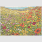 Boho Poppy Wildflower Fields Kleurrijke Decoupage Tissuepapier (Voorkant)