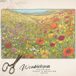 Boho Poppy Wildflower Fields Kleurrijke Decoupage Tissuepapier