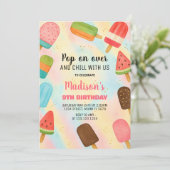Boho Popsicle verjaardagsuitnodiging Kaart (Staand voorkant)