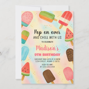 Boho Popsicle verjaardagsuitnodiging Kaart