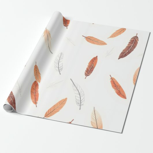Boho Popular Feathers Luxury Collection Cadeaupapier (Uitgerold)