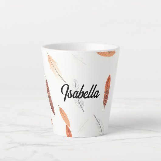 Boho Popular Feathers Luxury Collection Latte Mok (Voorkant)