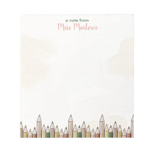 Boho potloden leraar waardering gepersonaliseerd notitieblok (Voorkant)